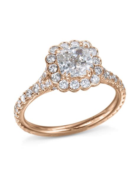 Rose Gold Scalloped Halo Diamond Ring Turgeon Raine