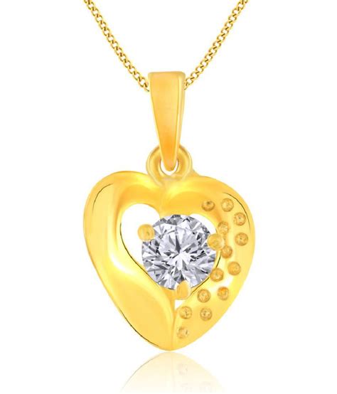Vk Jewels Solitaire Heart Gold Plated Cz Alloy American Diamond Pendant For Girls Women