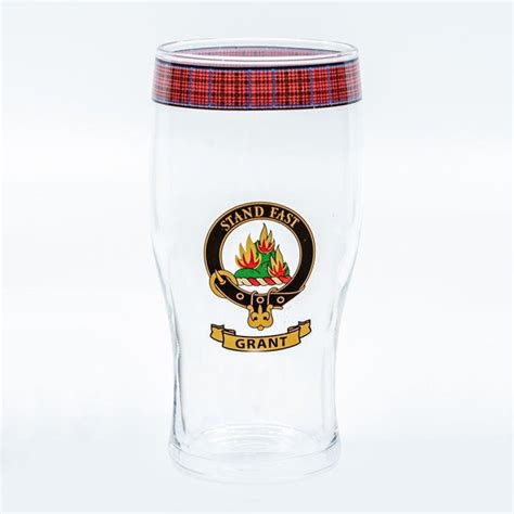 Grant Clan Crest Pint Beer Glass Scottish Shop Macleods Scottish Shop