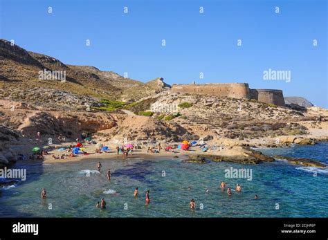 El Playazo De Rodalquilar And San Ramon Castle Beautiful Beach In Cabo De Gata Almeria Spain