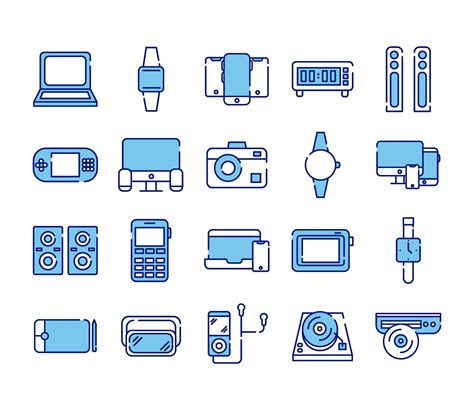 Bundle Of Twenty Devices Electronics Set Icons 2560494 Vector Art At