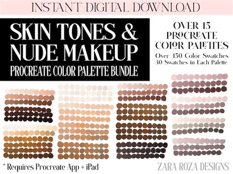 22 Skin Tones Nude Makeup Procreate Color Palette Bundle Etsy