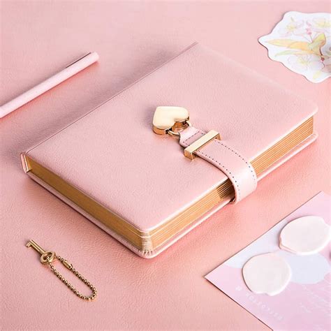 myuoot b6 heart shaped combination lock diary with key pu leather journal diary