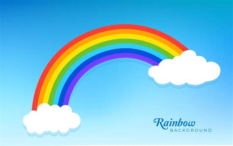 Beautiful Rainbow With Blue Sky And Clouds 5182621 Vector Art At Vecteezy