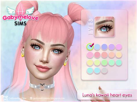 Sims 4 Cc Eye Colors Lunas Kawaii Heart Eyes • E01 Contact And Default