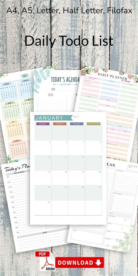 Undated Daily Planner Template Daily Printable Planner Etsy Daily