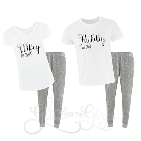 Hubby And Wifey Lounge Set Bride And Groom Pyjamas Just Etsy