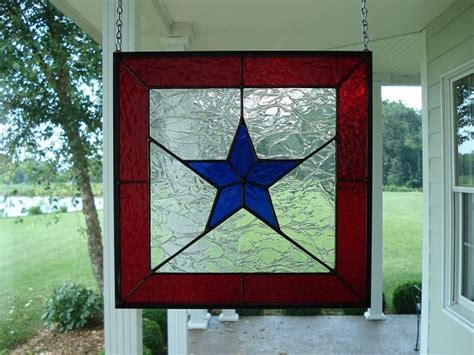 Stained Glass Window Panel Blue Star