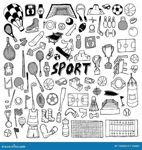Sport Doodle Set Drawing Vector Illustration Hand Drawn Eps10 Stock