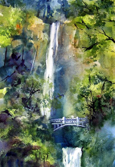 Multnomah Falls 4 A Signed Print Of A Watercolor By Etsy Fall