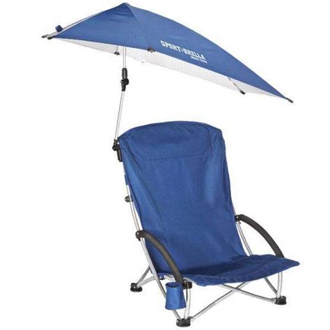 Sport Brella Blue Beach Chair Low Profile Umbrella Swivels 360
