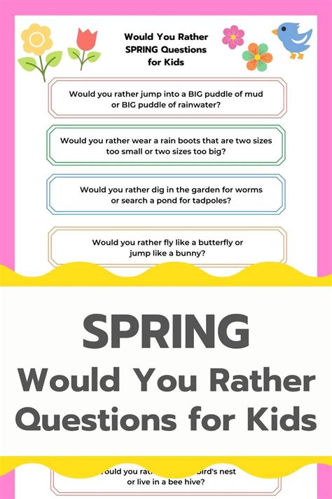 Funny Spring Would You Rather Questions For Kids