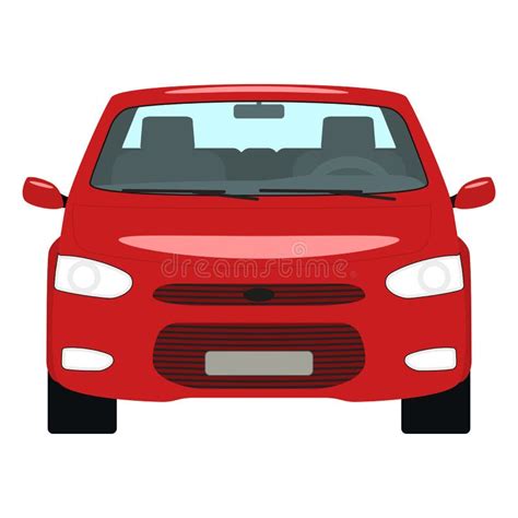 Vector Cartoon Red Car Front View Stock Vector Illustration Of