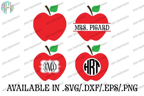 Split And Monogram Apples Svg Dxf Eps Cut Files By Afw Designs Thehungryjpeg