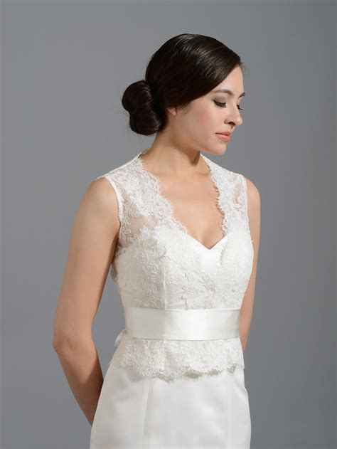 front open ivory lace jacket bridal bolero wj016