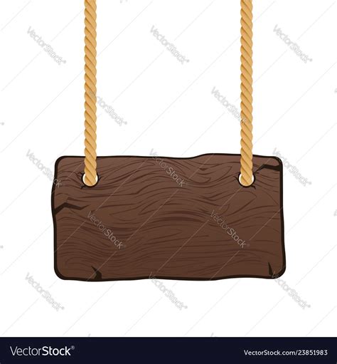 Wood Sign With Rope Royalty Free Vector Image Vectorstock
