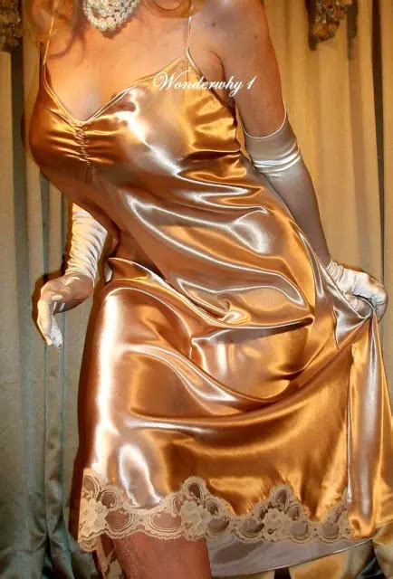 Vtg Style Gorgeous Shiny Gold Secret Satin Lace Slip Nightgown M £47 19 Picclick Uk