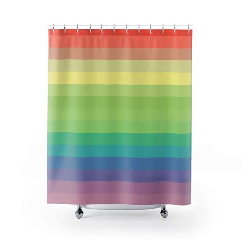 Rainbow Stripe Shower Curtain For Bright Colorful Bathroom Decor For