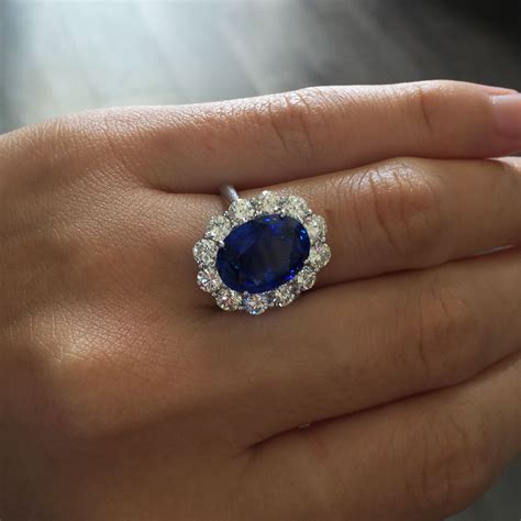 Platinum Blue Sapphire 188ctw White Diamond Ring