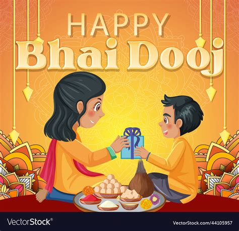 Happy Bhai Dooj Poster Design Royalty Free Vector Image