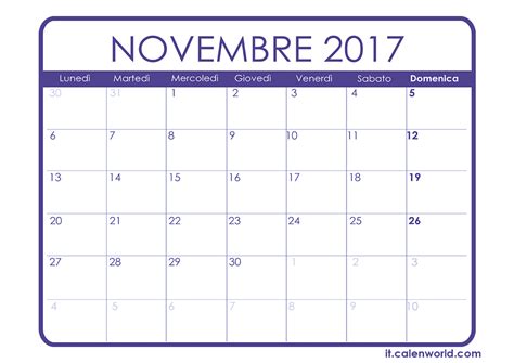 Calendario Novembre Calendari