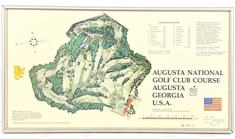 Lot Vintage 1974 Augusta National Golf Club Course Map