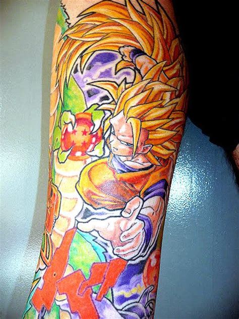 If youre planning to build the tatt down your arms then a large chest piece will lock it all together and loo. Dragon Ball Z Sleeve Tattoo | Dragon ball tattoo, Z ...