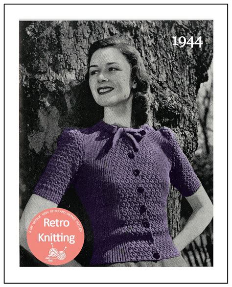 Pussy Bow Blouse 1940s Vintage Knitting Pattern Pdf Etsy