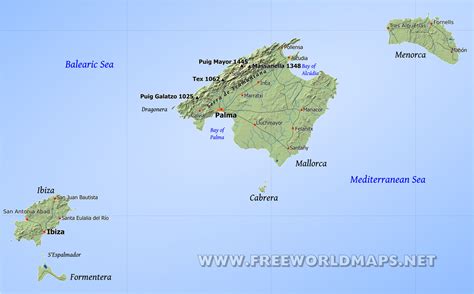 Balearic Islands Physical Map