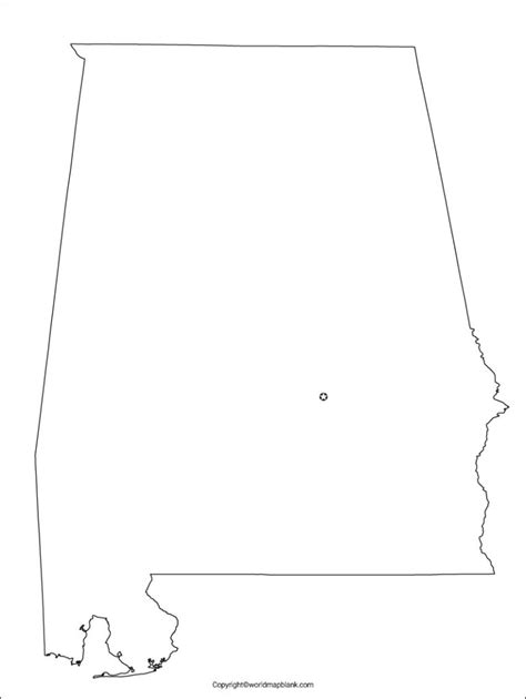 Printable Blank Map Of Alabama Outline Transparent Png Map