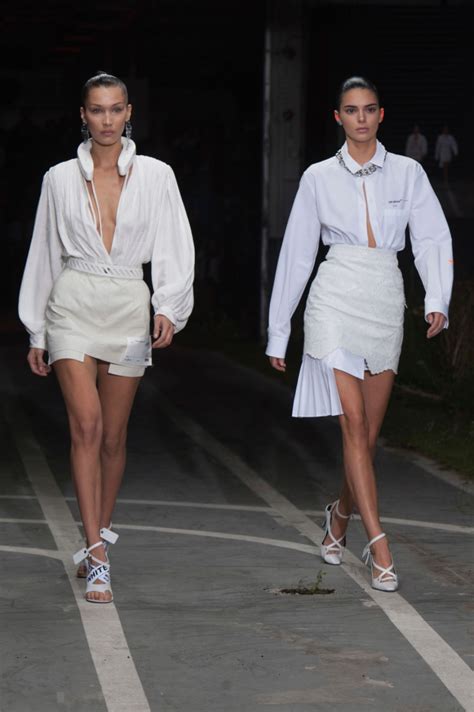 Bella Hadid And Kendall Jenner Off White Runway Show In Paris Gotceleb