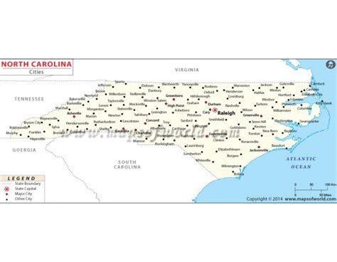 Buy Map Of North Carolina Cities
