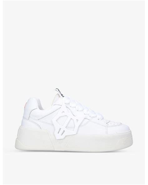 Naked Wolfe Kosa Wolf appliqué Low top Leather Trainers in White for