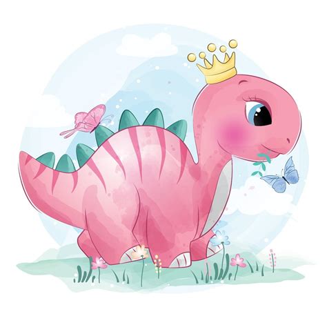 Cute Dinosaur With Floral Illustration 2067097 Vector Art At Vecteezy