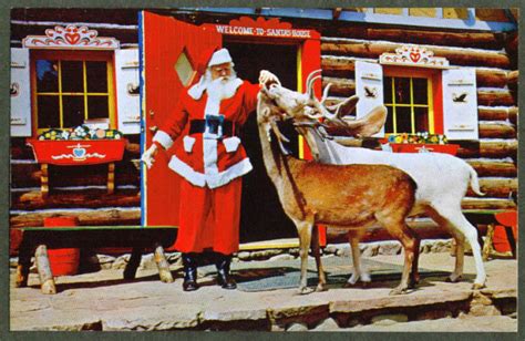 reindeer santa s workshop north pole ny postcard 1950s