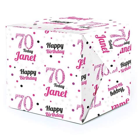 70th Birthday Pink Celebration Personalised Wrapping Paper 62 X 100cm