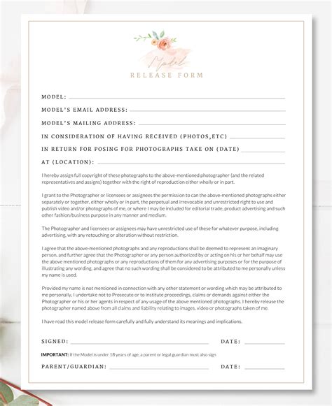 printable photography contract model release permission