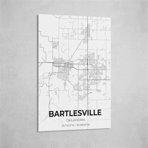 Bartlesville Oklahoma City Map Canvas Art City Map Art Etsy