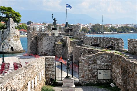 Fortifications Of The Port Of Nafpaktos In Greece Image Free Stock