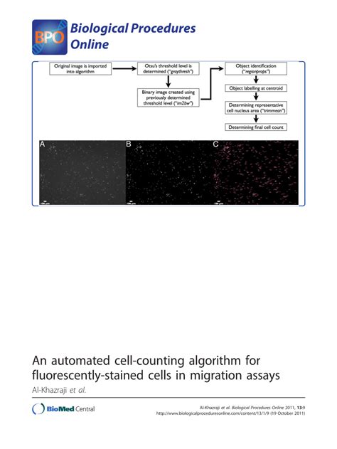 Pdf An Automated Cell Counting Algorithm For Fluorescently Stained