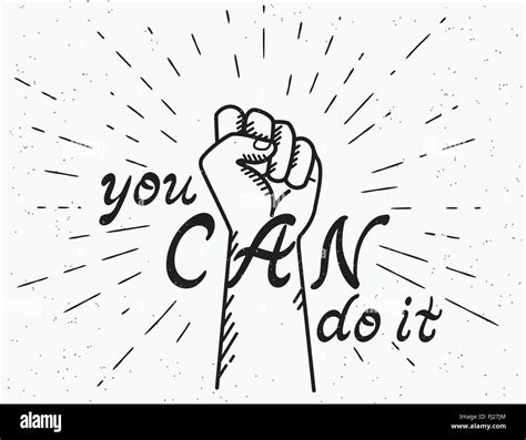 You Can Do It Handwritten Text With Human Fist Stock Vector Image And Art