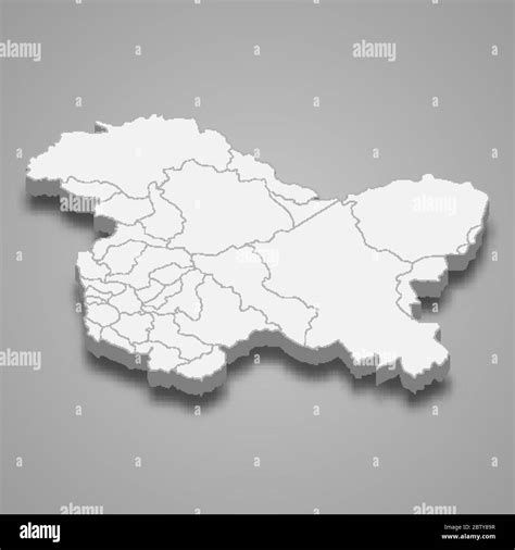 3d Map Of Jammu And Kashmir Is A State Of India Stock Vector Image