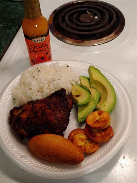 Haitian Tasso Beouf Fried Beef With Rice And Beans Fried Plantain