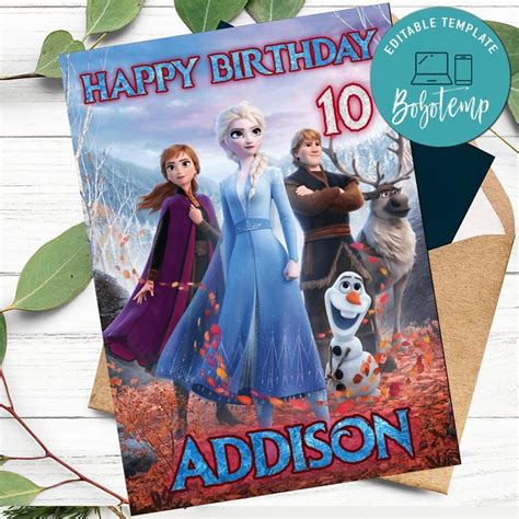 Frozen 2 Movie Birthday Card For Your Daughters To Print At Home Bobotemp