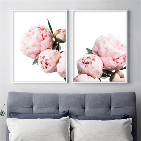 Peony Print Peonies Wall Art Set Of 2 Printables Pink Flower Etsy