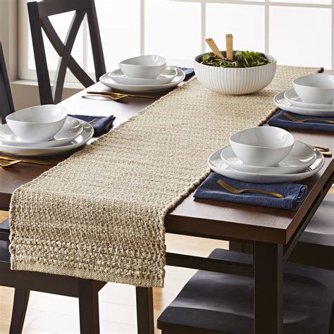 better homes and gardens jute natural color table runner 14 x72 dining room