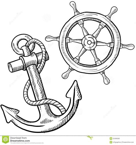 Anker kostenlose vektoren fotos und psd dateien. Doodle style ships anchor and wheel illustration in vector ...