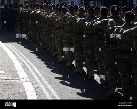 Troops From 21 Engineer Regiment Marching From Ripon Cathedral Hi Res