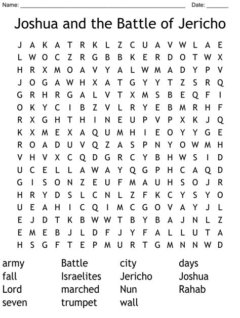 Joshua And The Battle Of Jericho Word Search Battle Of Jericho Bible