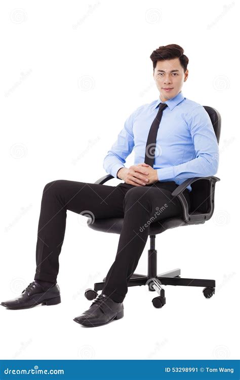 Young Businessman Sitting In A Chair Isolated Stock Image Image Of